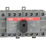 Реверсивный рубильник OT40F4C до 40A 4х-полюсный для установки на DIN-рейку или монтажную плату (с резерв. ручкой)