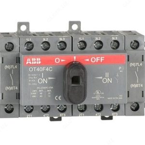 Реверсивный рубильник OT40F4C до 40A 4х-полюсный для установки на DIN-рейку или монтажную плату (с резерв. ручкой)